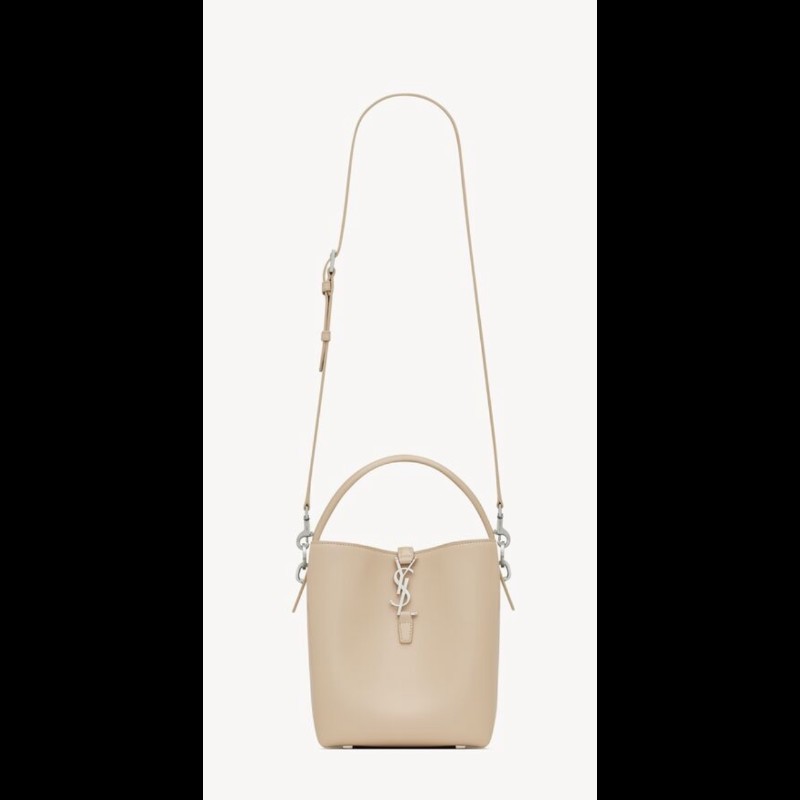 [全新] Saint Laurent YSL le37 水桶包 奶茶色銀扣 未拆封-6