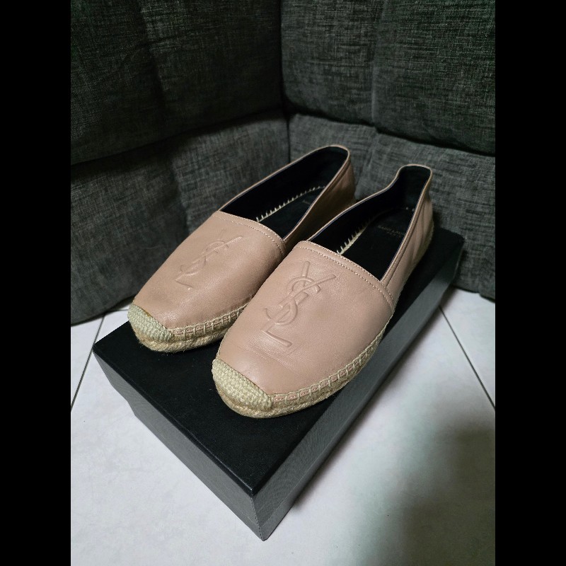 Saint Laurent YSL 奶茶色草編鞋 38-0