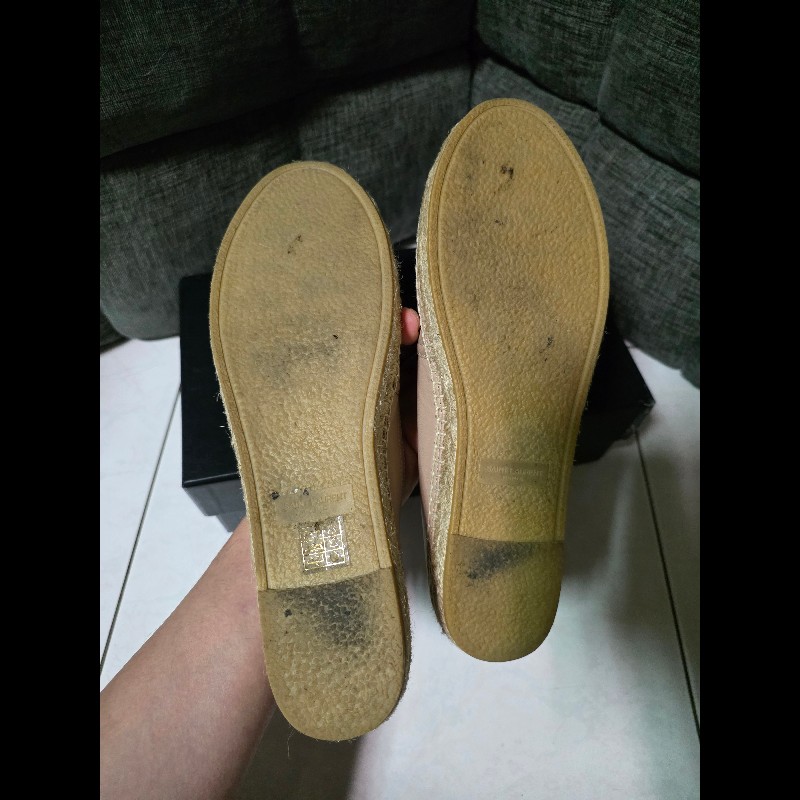 Saint Laurent YSL 奶茶色草編鞋 38-4