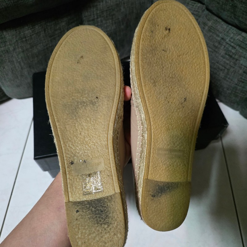 Saint Laurent YSL 奶茶色草編鞋 38-5