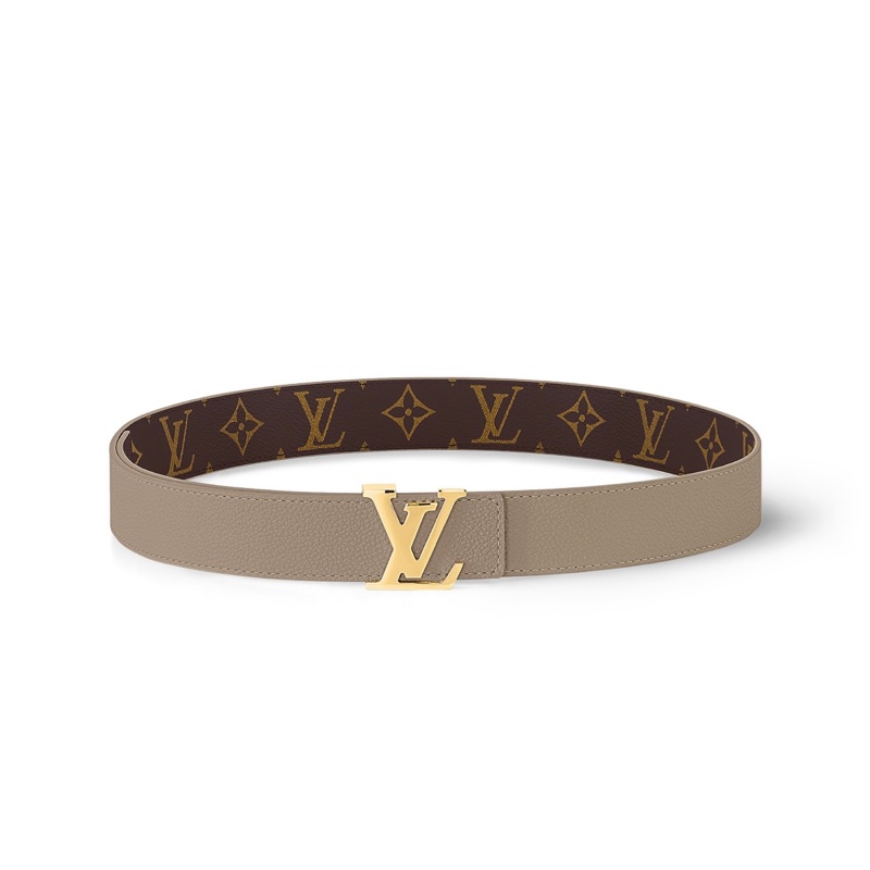 路易威登閒置新品LV原花拼米色Initiales 3CM雙面皮帶M0696V-0