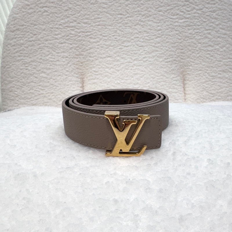 路易威登閒置新品LV原花拼米色Initiales 3CM雙面皮帶M0696V-5