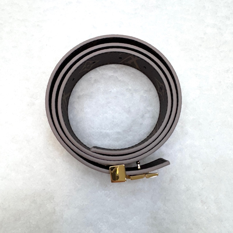 路易威登閒置新品LV原花拼米色Initiales 3CM雙面皮帶M0696V-6