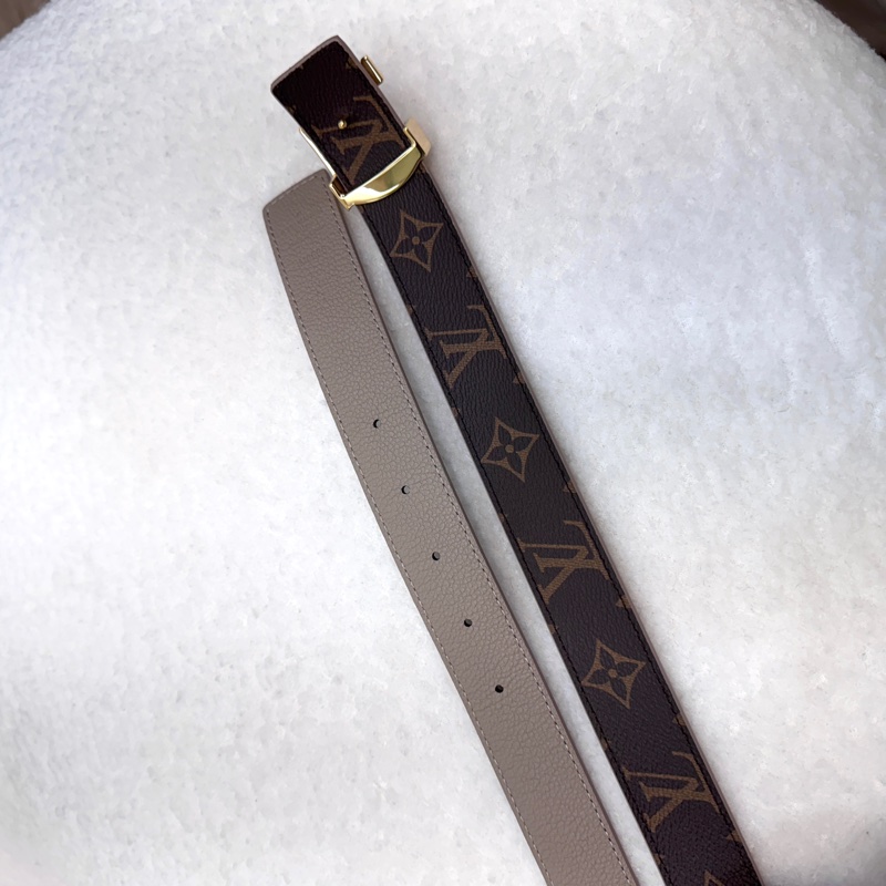 路易威登閒置新品LV原花拼米色Initiales 3CM雙面皮帶M0696V-10