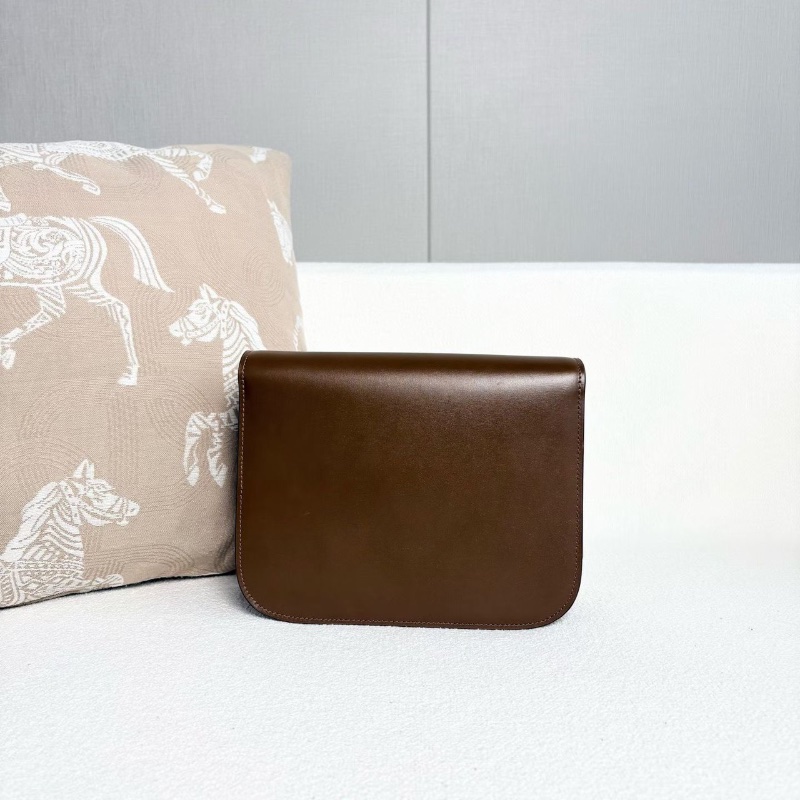 CelineBox豆腐包中號 焦糖色金扣 牛皮23*20*6 98新配件塵袋肩帶購證-6