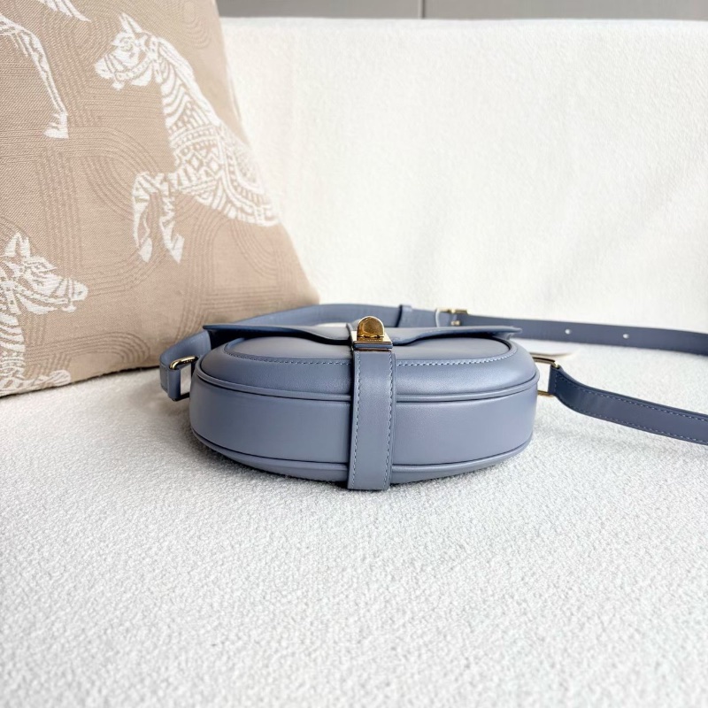 Celine besace16馬鞍包小號 藍色 金扣 可調節肩帶 牛皮 16*16*6 99新配件塵袋-4