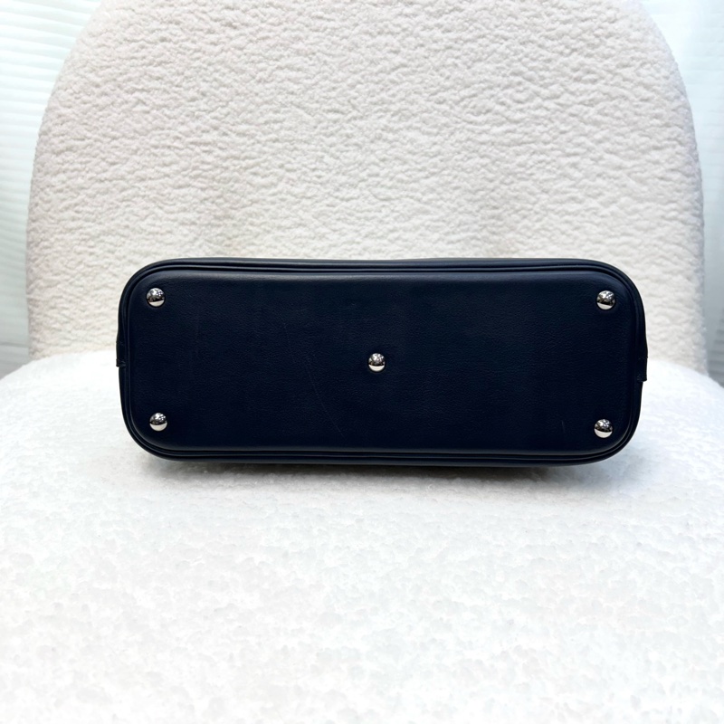 愛馬仕保齡球包27HERMES靛藍色Swift皮銀釦保齡球包 BOLIDE 27 76 BLUE INDIGO-5