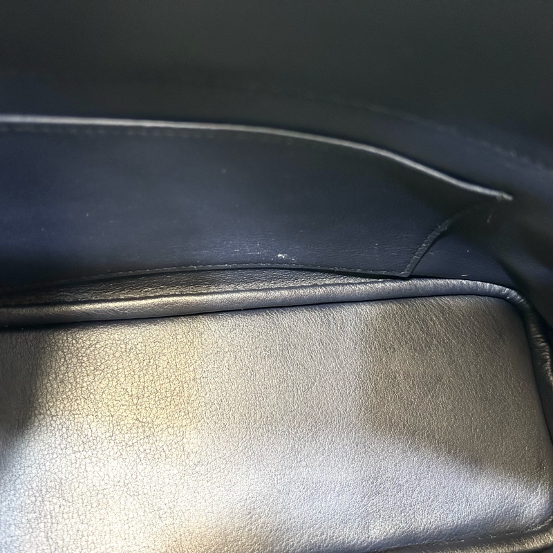 愛馬仕保齡球包27HERMES靛藍色Swift皮銀釦保齡球包 BOLIDE 27 76 BLUE INDIGO-13