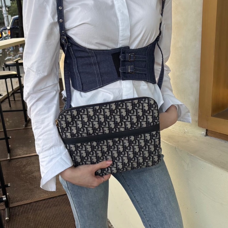 Dior Oblique刺繡帆布 三合一 手拿包金扣26*21 99新配件塵袋-0