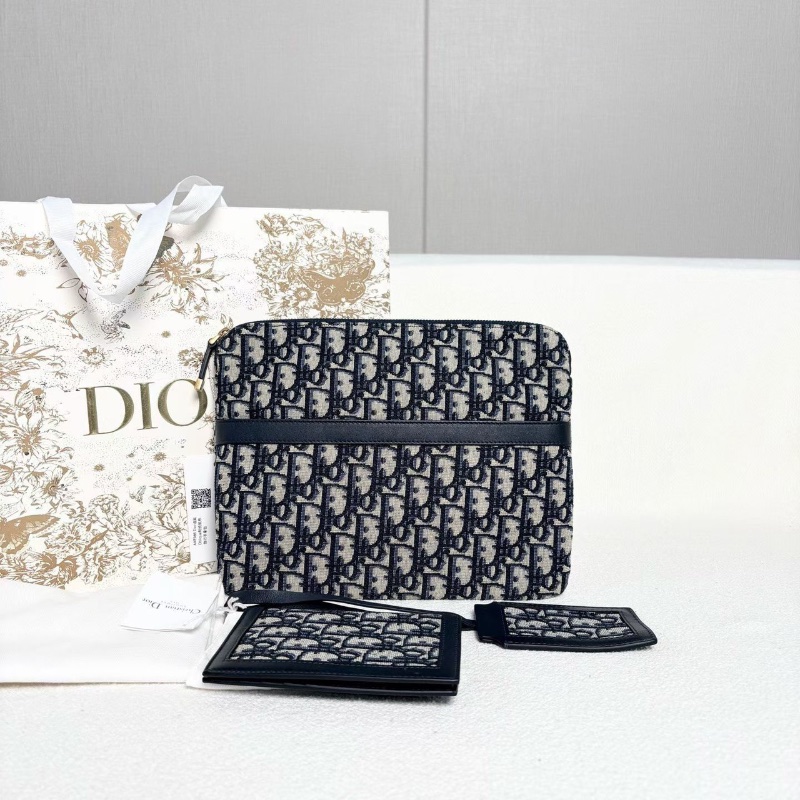 Dior Oblique刺繡帆布 三合一 手拿包金扣26*21 99新配件塵袋-1