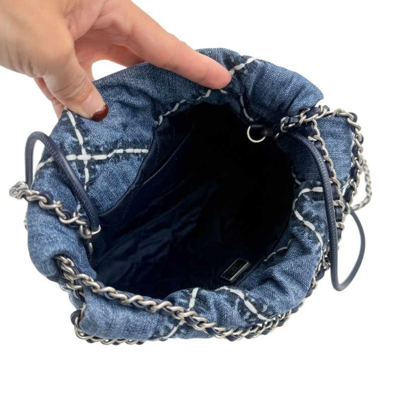 CHANEL - 藍色牛仔丹寧菱格銀釦22bag ╻MINI-14