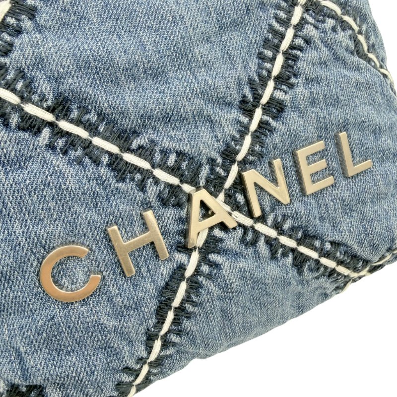 CHANEL - 藍色牛仔丹寧菱格銀釦22bag ╻MINI-15