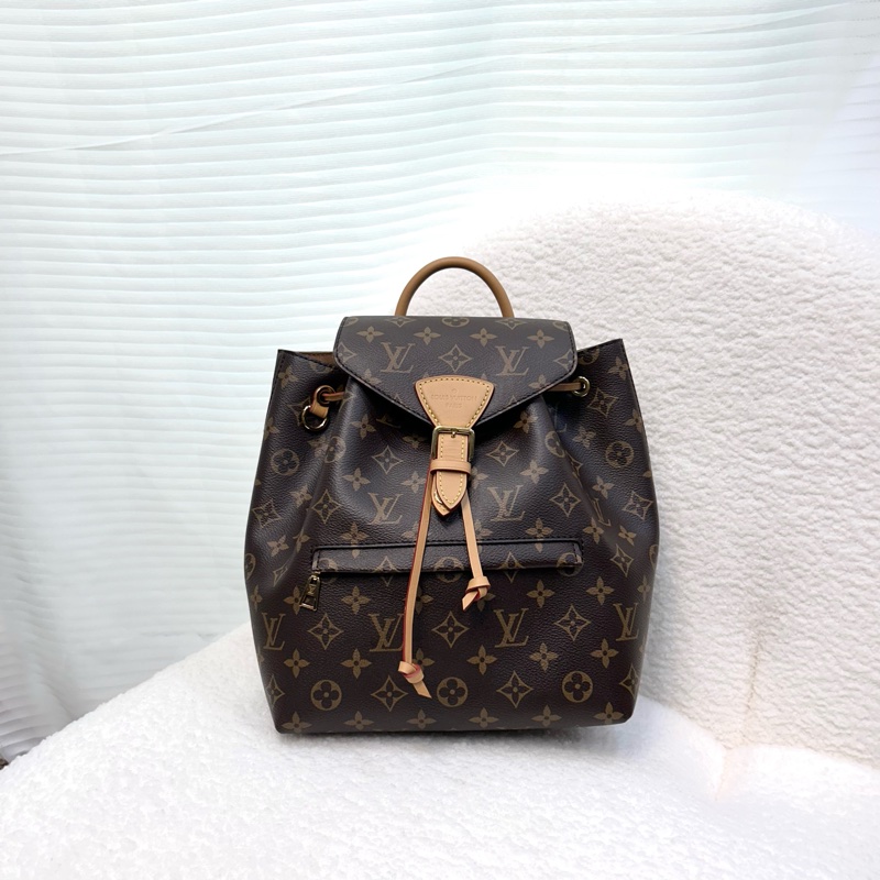 路易威登後背包LV原花montsouris磁釦束口抽繩簍空吊牌後背包PM M45501-4