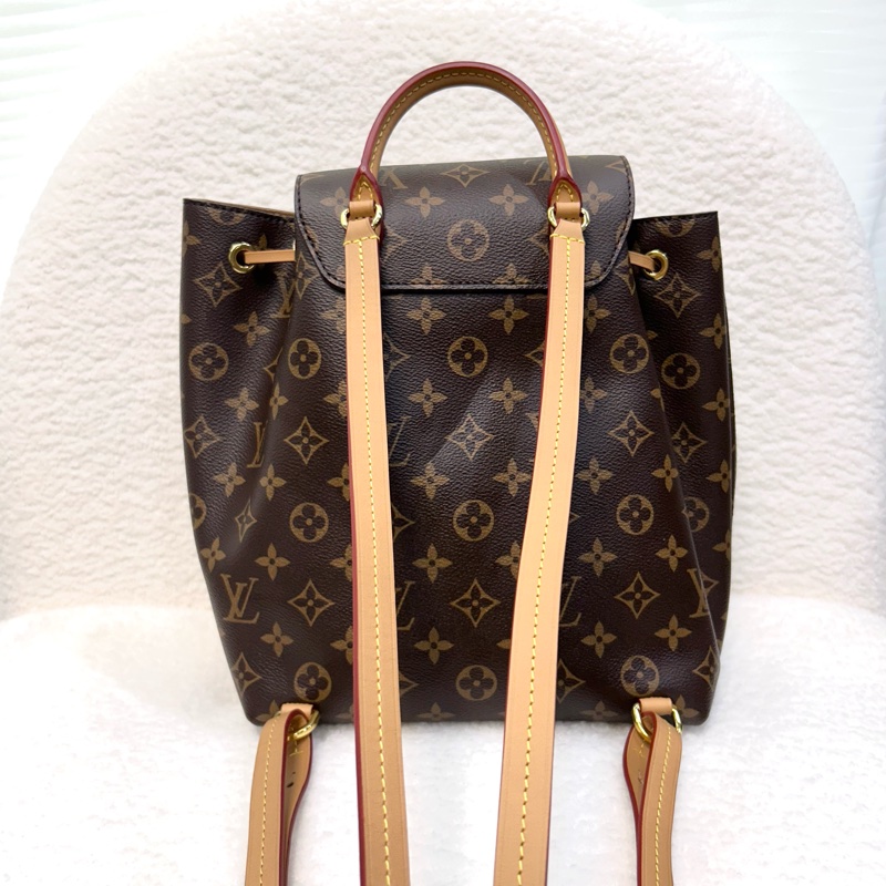 路易威登後背包LV原花montsouris磁釦束口抽繩簍空吊牌後背包PM M45501-7