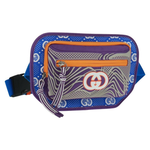 GUCCI 互扣式 G 腰包 尼龍 紫色 銀色 752102 正品 BA9874V