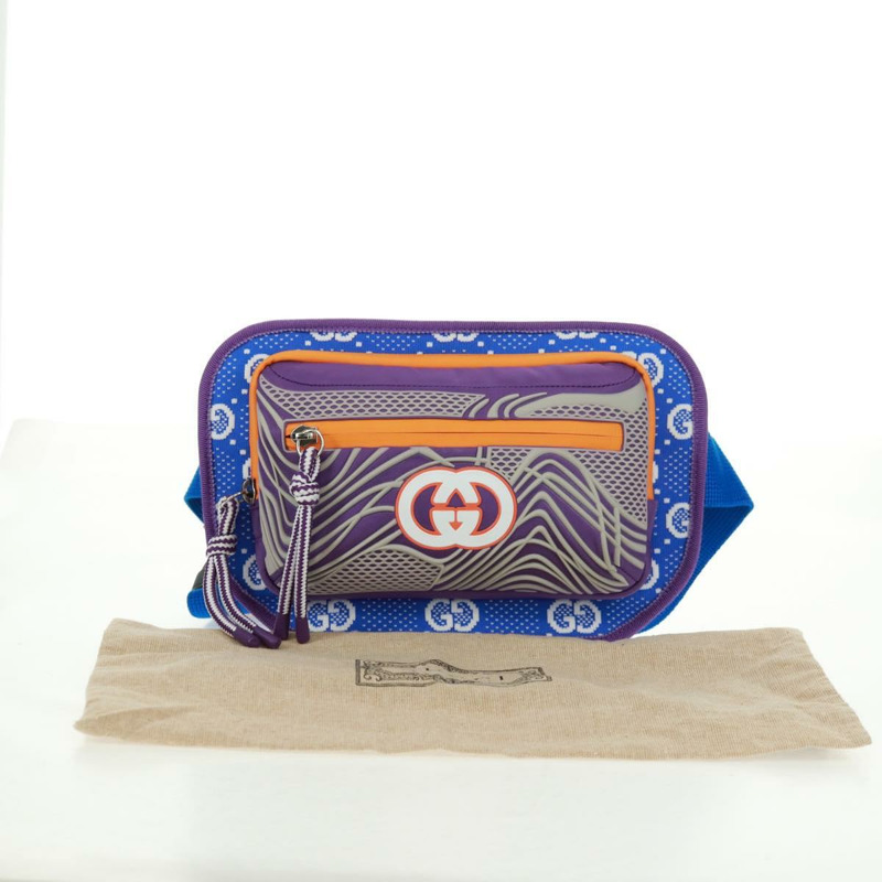 【日本直送】GUCCI 互扣式 G 腰包 尼龍紫銀色 752102 正品 BA9874V-11