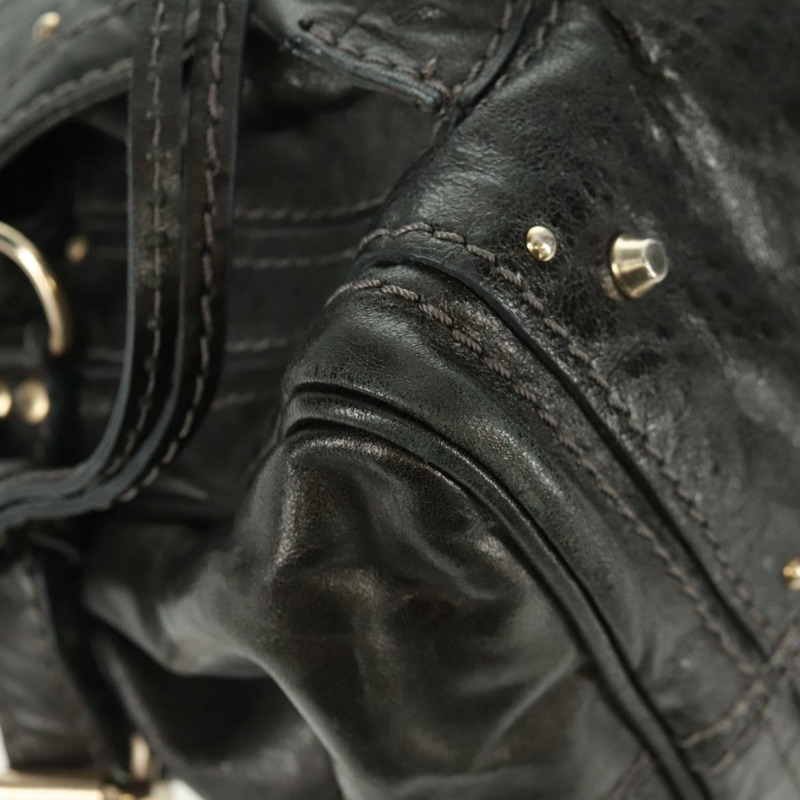 【日本直送】Chloe Paddington 鏈條手提包，黑色金色銀色皮革，正品 am10606V-7