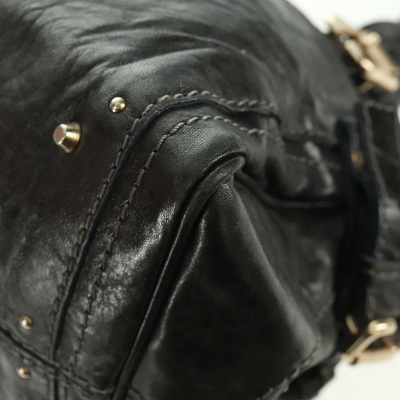 【日本直送】Chloe Paddington 鏈條手提包，黑色金色銀色皮革，正品 am10606V-16