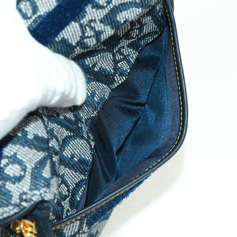 【日本直送】Christian Dior Trotter帆布馬鞍包 海軍藍 金色 正品 168406V-17