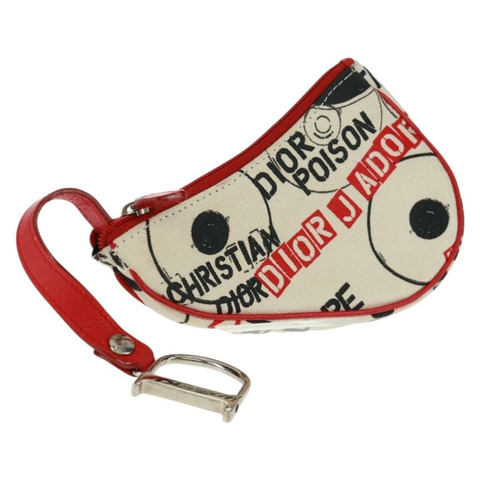 Christian Dior Hardcore 馬鞍形手拿包帆佈白色銀色正品 168201V