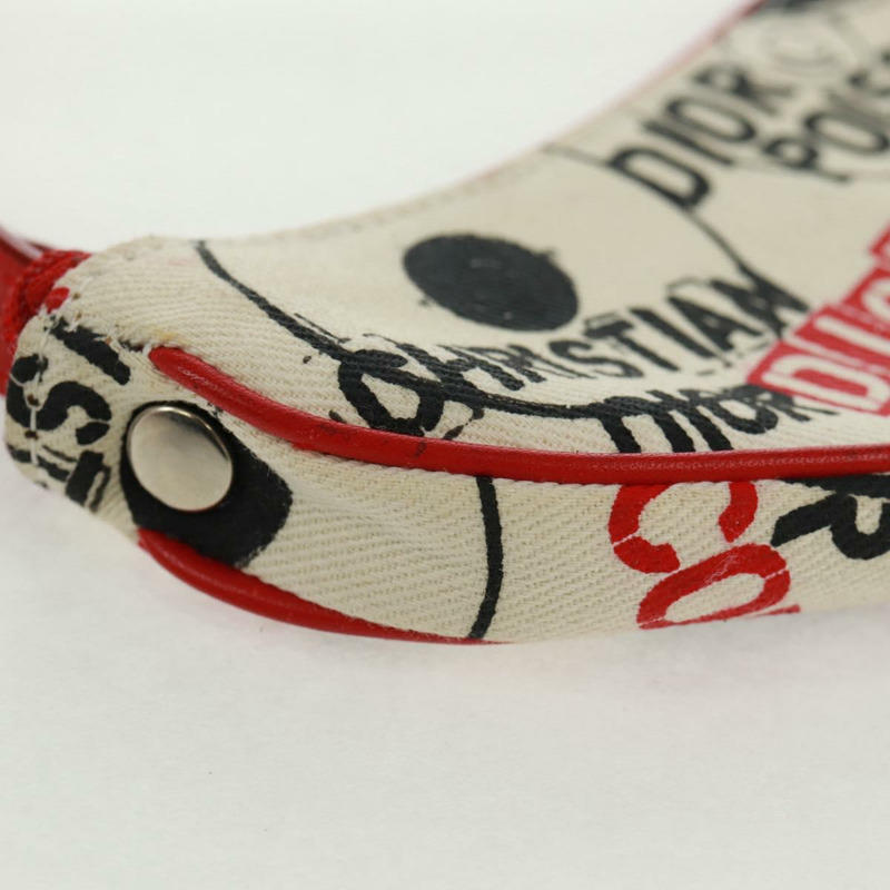 【日本直送】Christian Dior Hardcore 馬鞍形手拿包帆佈白色銀色正品 168201V-7