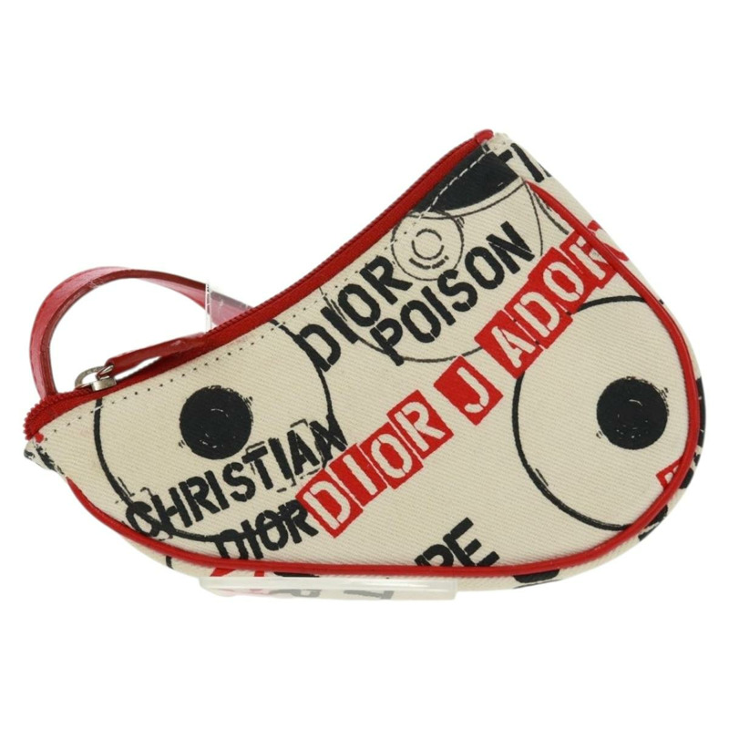 【日本直送】Christian Dior Hardcore 馬鞍形手拿包帆佈白色銀色正品 168201V-12