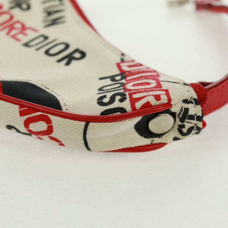 【日本直送】Christian Dior Hardcore 馬鞍形手拿包帆佈白色銀色正品 168201V-15