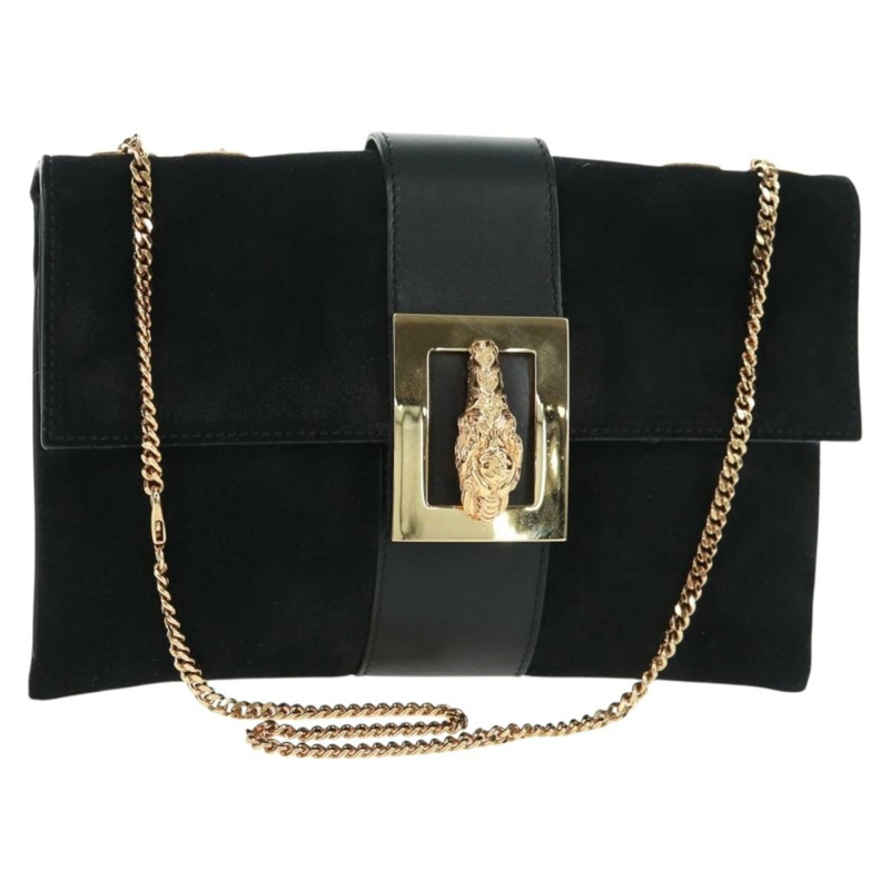 【日本直送】GUCCI Taiga Head Chain Bag 麂皮黑色金色 005 0808 Auth ki6359V-0