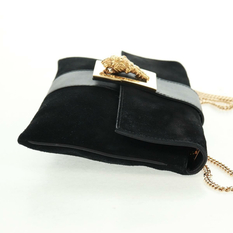 【日本直送】GUCCI Taiga Head Chain Bag 麂皮黑色金色 005 0808 Auth ki6359V-3