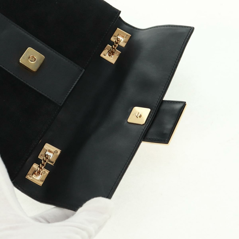 【日本直送】GUCCI Taiga Head Chain Bag 麂皮黑色金色 005 0808 Auth ki6359V-8