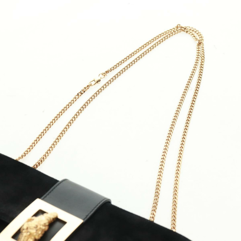 【日本直送】GUCCI Taiga Head Chain Bag 麂皮黑色金色 005 0808 Auth ki6359V-13