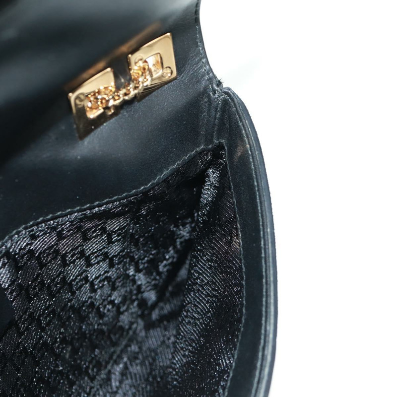 【日本直送】GUCCI Taiga Head Chain Bag 麂皮黑色金色 005 0808 Auth ki6359V-22