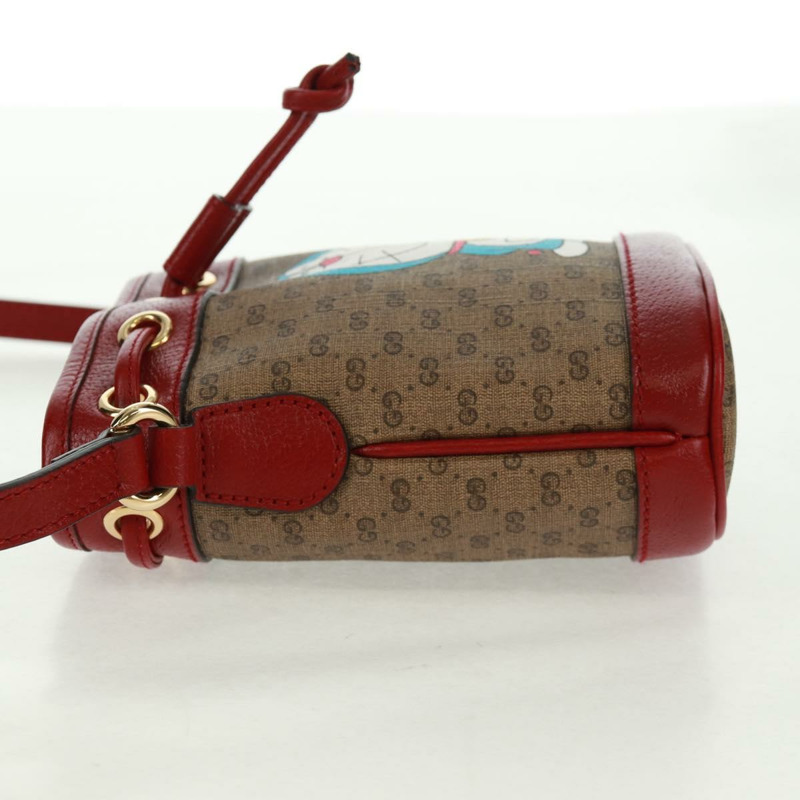 【日本直送】GUCCI 哆啦A夢迷你GG Supreme單肩包 PVC 米色 金色 647801 正品 168092M-3