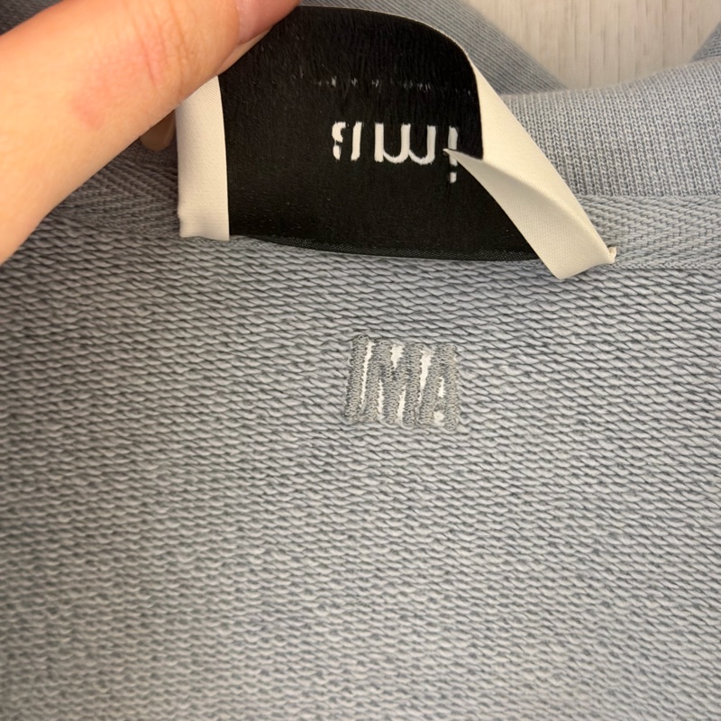 Ami 灰藍色 紅色愛心刺繡 連帽外套S號-5