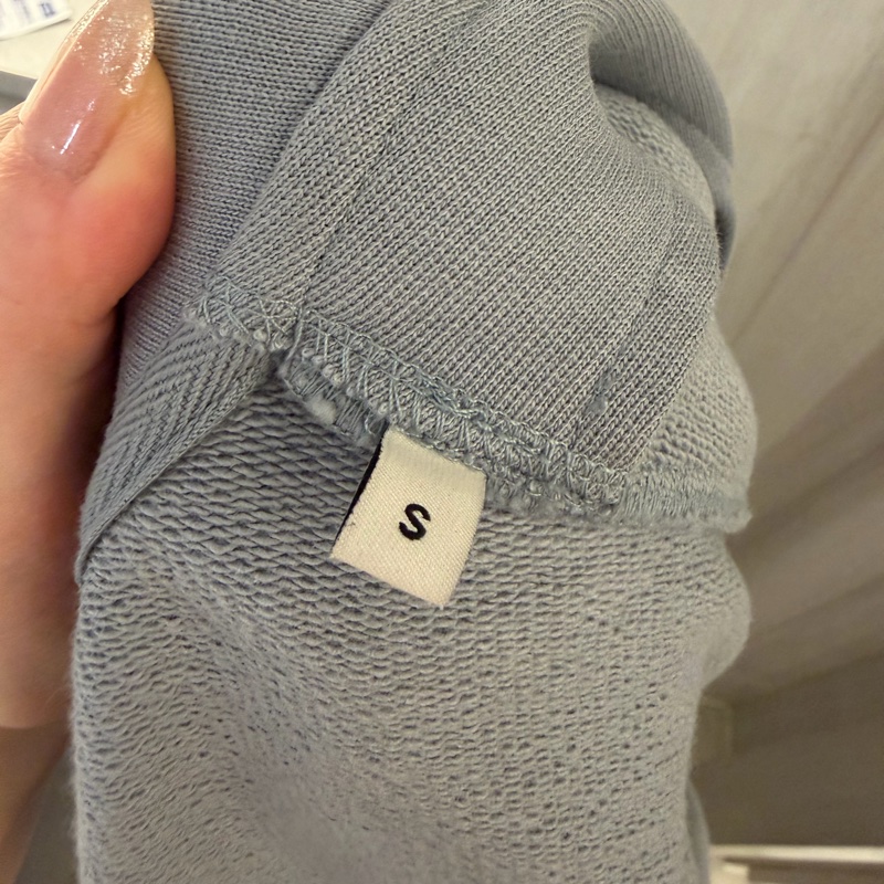 Ami 灰藍色 紅色愛心刺繡 連帽外套S號-8