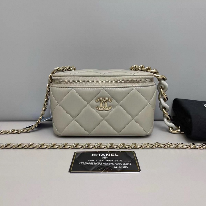 Chanel香奈兒 灰色全皮菱格盒子包-0