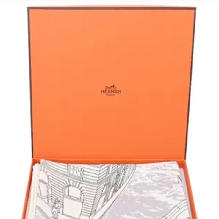 愛馬仕福寶郵輪 90*90絲巾-1