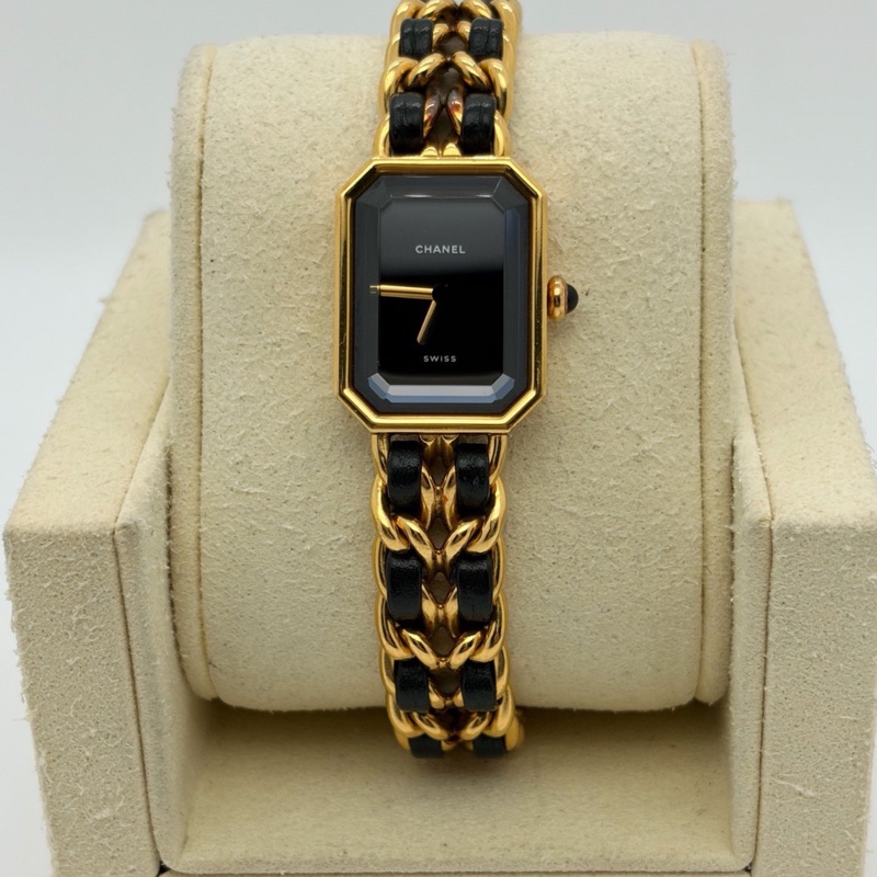 【97%新❤️經典永恆✨全網最低價】Chanel香奈兒 Premiere黑金方糖女士手錶 M碼-0
