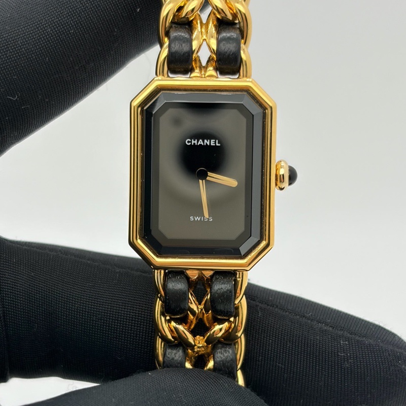 【97%新❤️經典永恆✨全網最低價】Chanel香奈兒 Premiere黑金方糖女士手錶 M碼-1