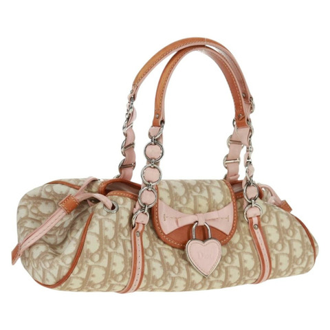 Christian Dior Trotter帆布浪漫手提包 PVC米色銀色 正品 165942V