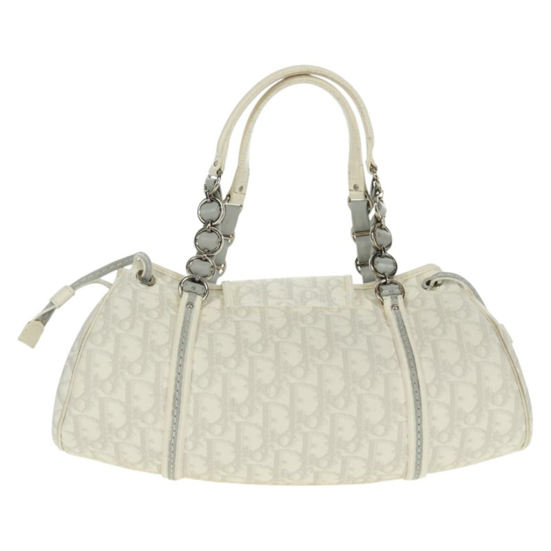 【日本直送】Christian Dior Trotter 浪漫鏈條手提包 PVC 白色銀色 正品 168342V-1