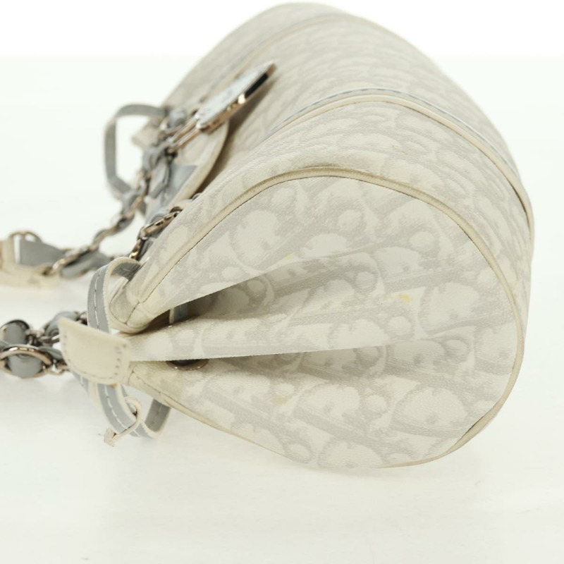 【日本直送】Christian Dior Trotter 浪漫鏈條手提包 PVC 白色銀色 正品 168342V-2