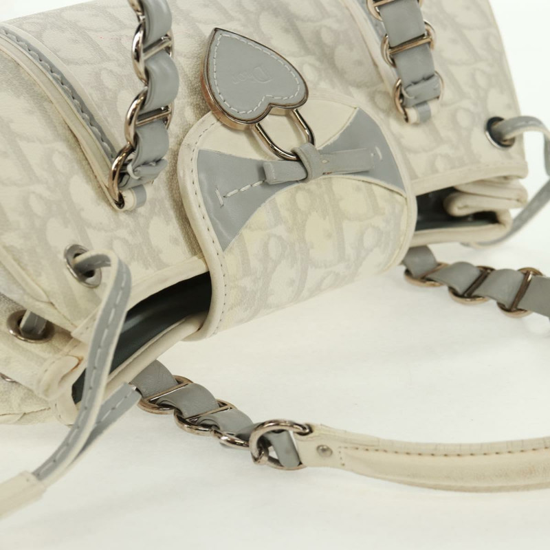 【日本直送】Christian Dior Trotter 浪漫鏈條手提包 PVC 白色銀色 正品 168342V-5