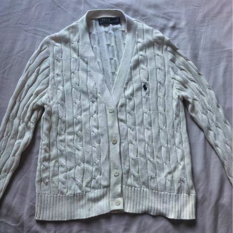 【96新 ✨ 全網最低價！】Ralph Lauren 白毛衣開衫 M碼-3