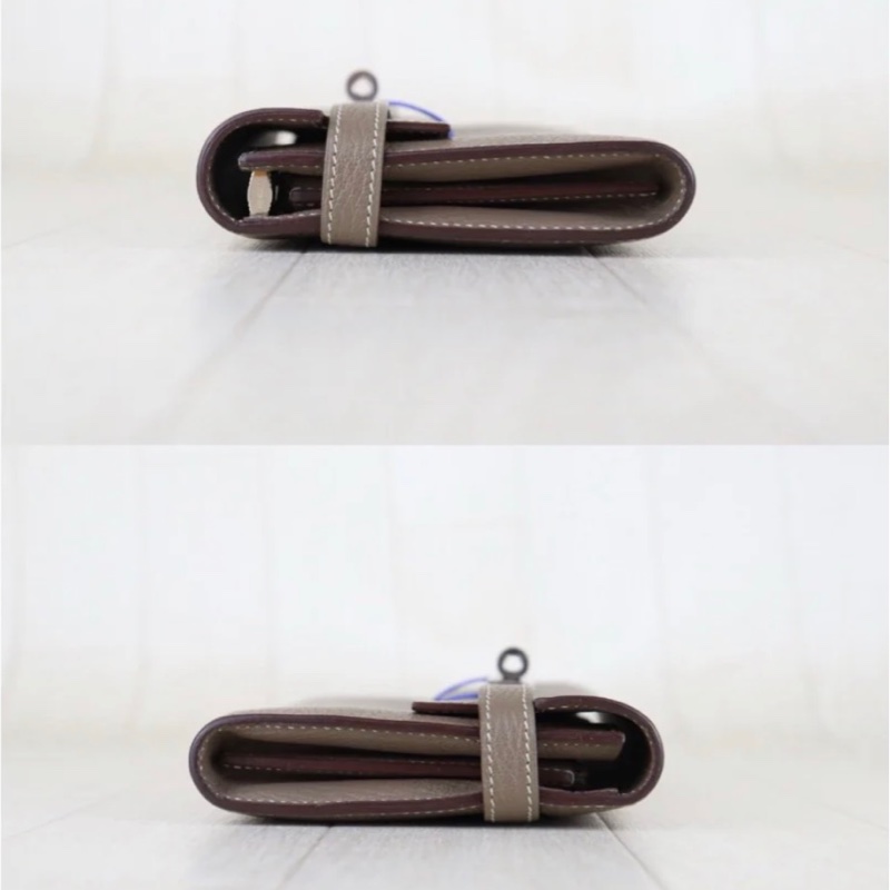 「JL精品代購」 98新 🆕hermes 愛馬仕Kelly long 大象灰銀扣長夾-3