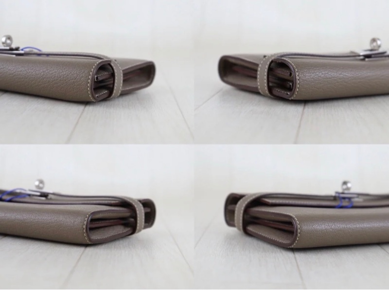 「JL精品代購」 98新 🆕hermes 愛馬仕Kelly long 大象灰銀扣長夾-5