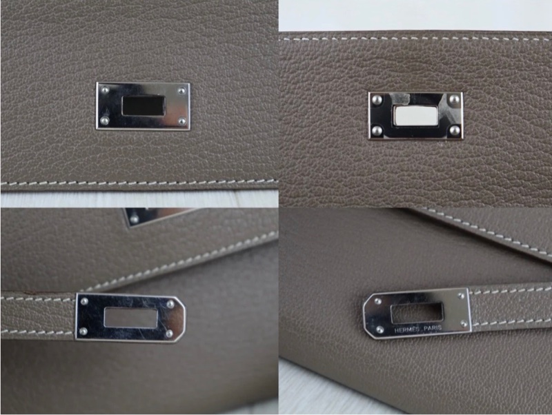 「JL精品代購」 98新 🆕hermes 愛馬仕Kelly long 大象灰銀扣長夾-7