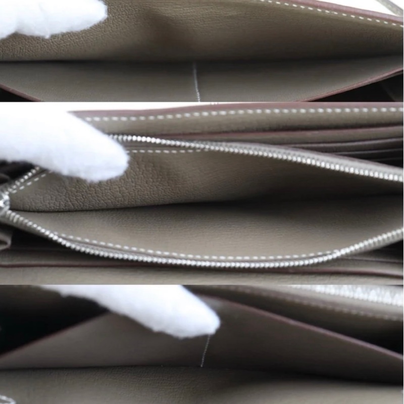 「JL精品代購」 98新 🆕hermes 愛馬仕Kelly long 大象灰銀扣長夾-10