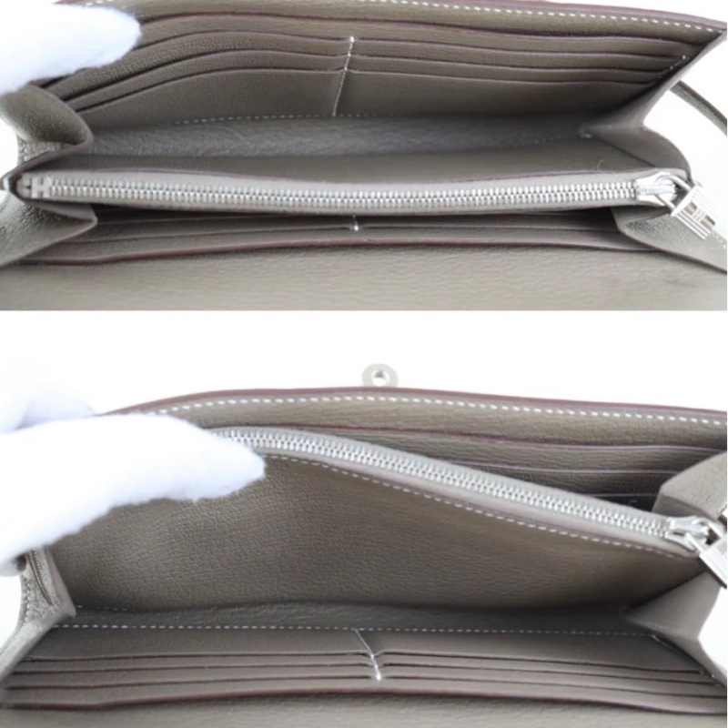 「JL精品代購」 98新 🆕hermes 愛馬仕Kelly long 大象灰銀扣長夾-11