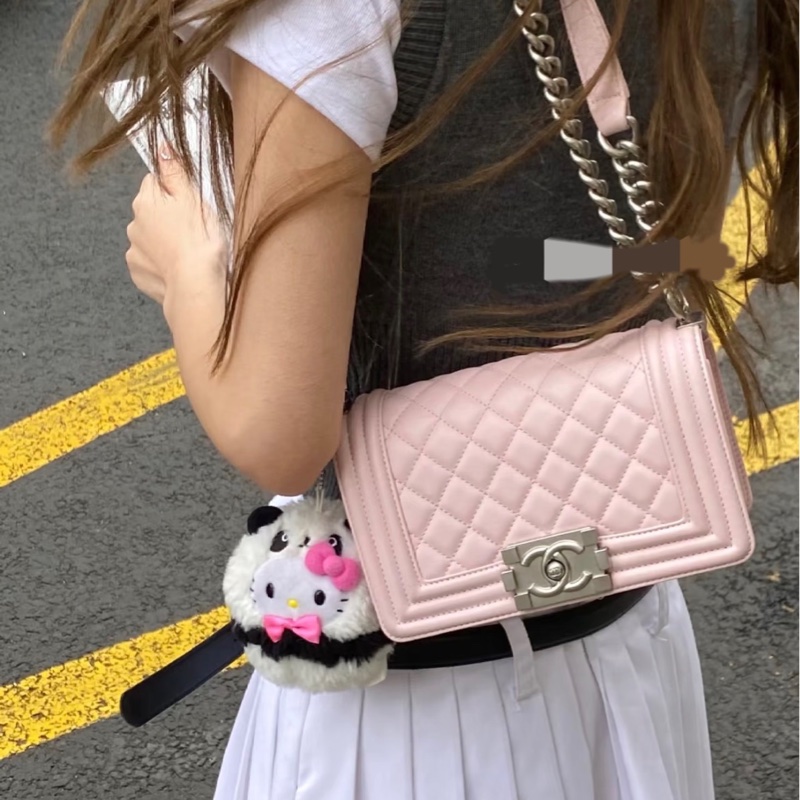 【96新 ✨ 全網最低價!】Chanel 香奈兒 中號Leboy 粉色 羊皮 鏈條包 (下單前先查詢❗️)-0